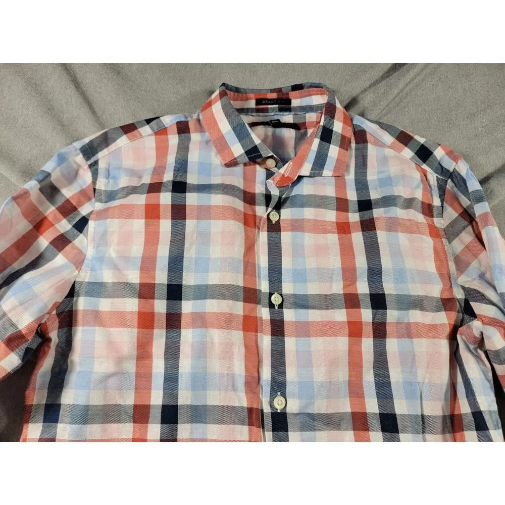 Banana Republic Button Up Shirt Mens‎ Medium Plaid Grant Fit L/S Supmia Cotton